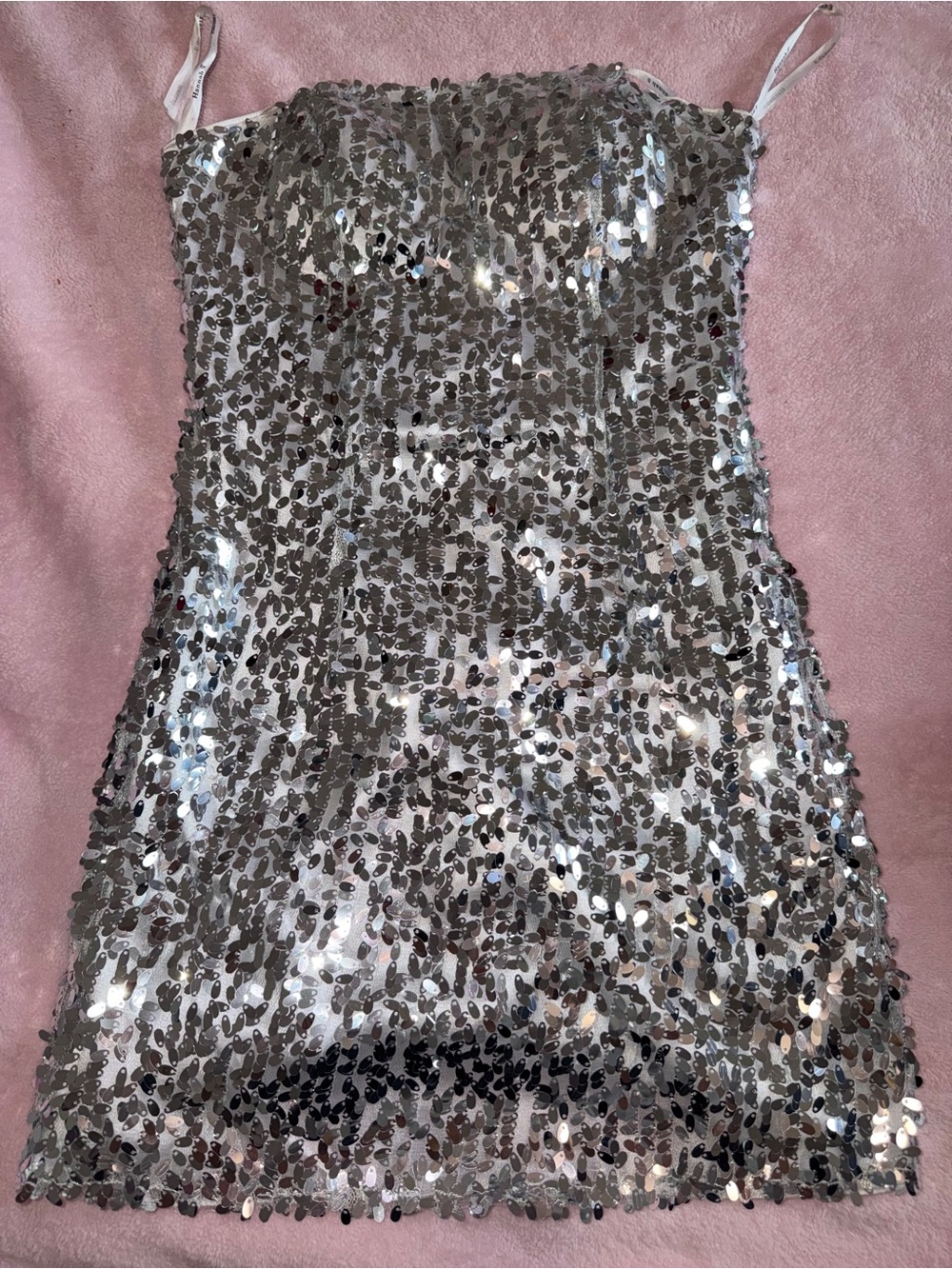 Hannah Silver Sequin Strapless Mini Dress